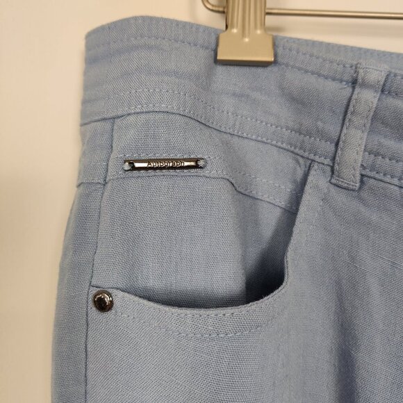 Autograph Women's Straight Pants Size L Blue Linen Viscose Resortwear Outerwear - Picture 2 of 10